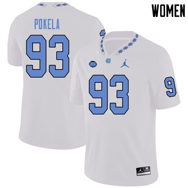 Jordan Brand Women #93 Mats Pokela North Carolina Tar Heels College Football Jerseys Sale-White